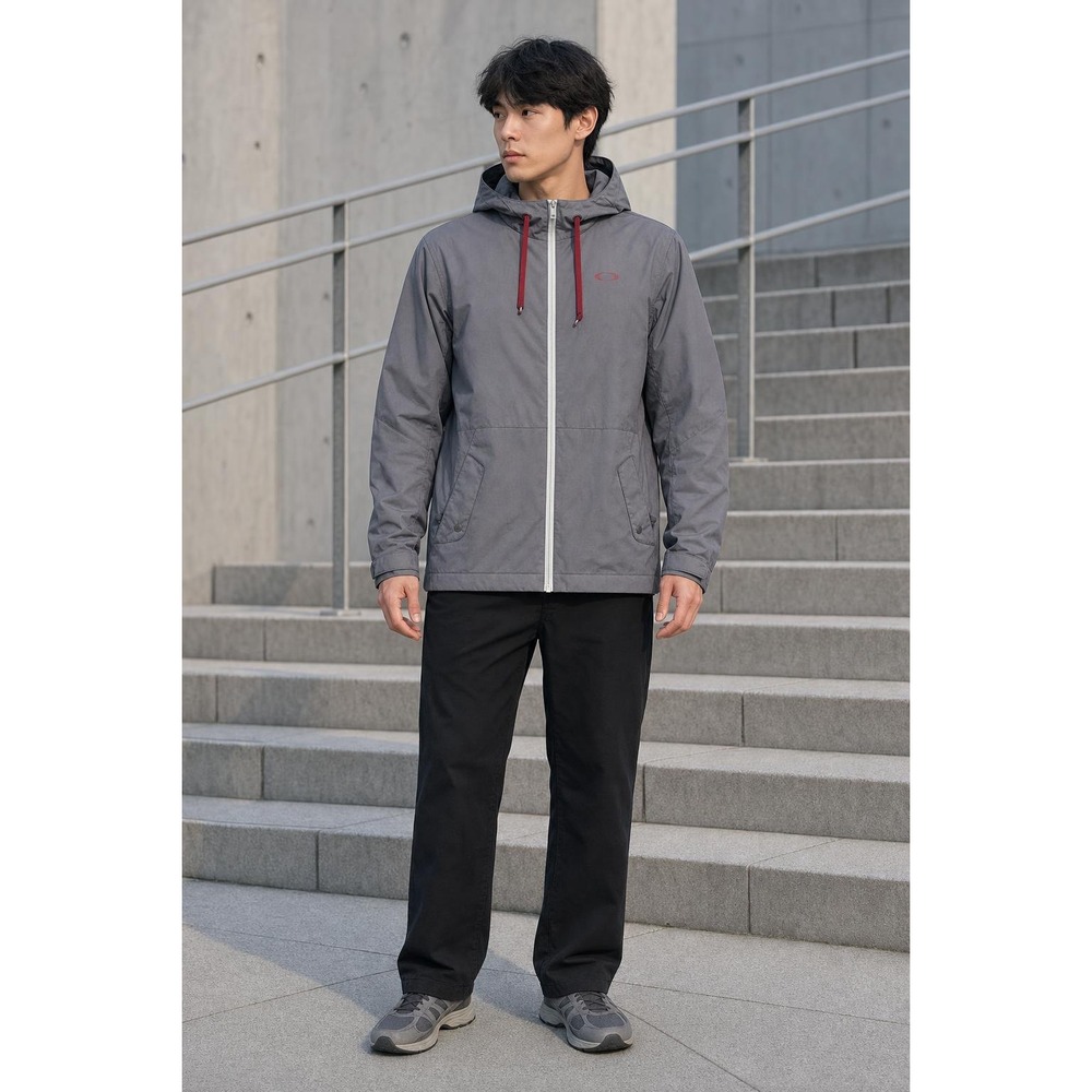 Oakley Hooded Jacket Men's S Gray Red Full Zip Gorpcore Streetwear Y2K Skater